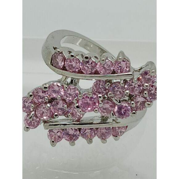 3.80CT Vintage Gold Plated Pink Sim Diamond CZ Cocktail Statement Ring Size 7.5 - Picture 2 of 10